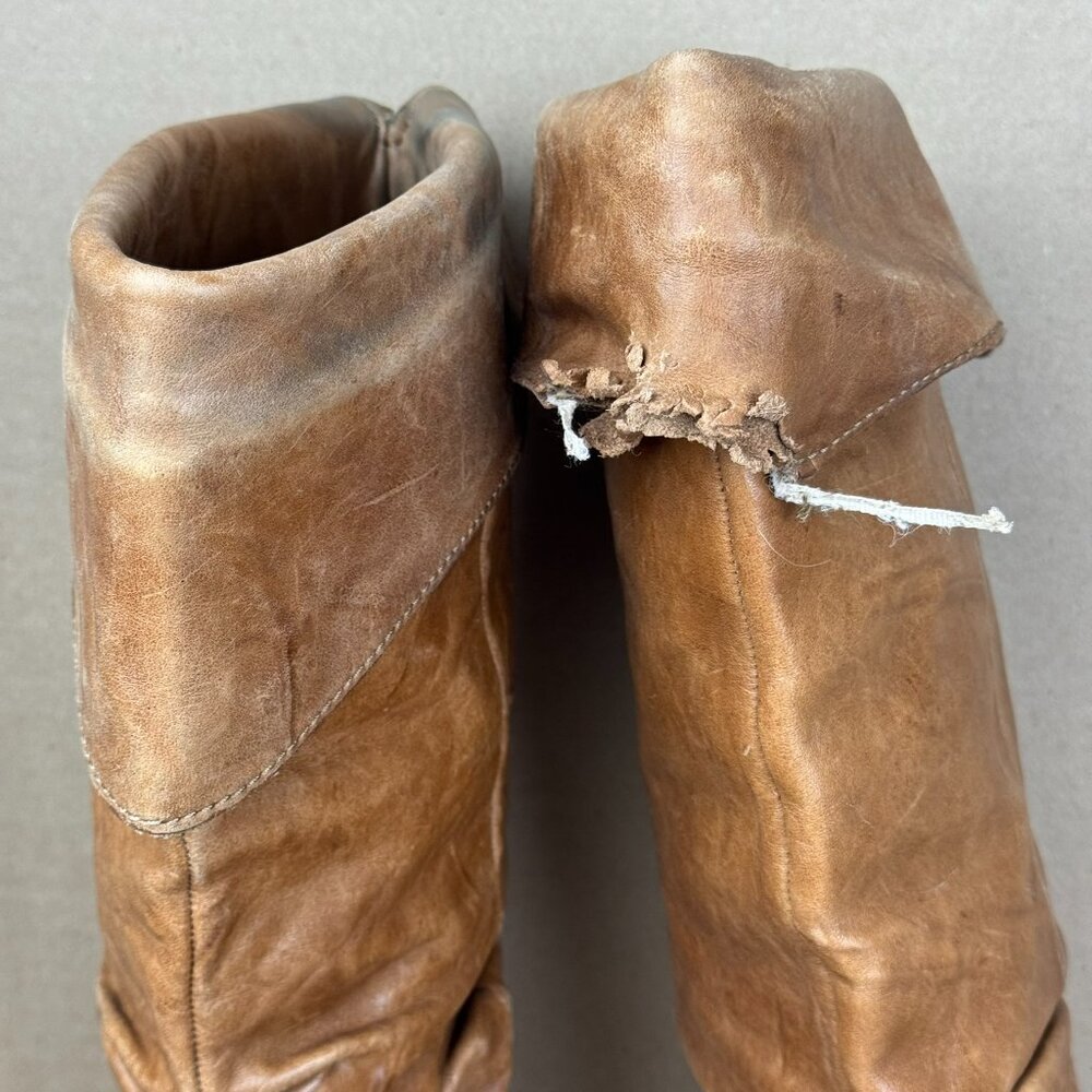 Jessica Simpson Cognac Leather Platform Slouch Boots Size 6.5B AS-IS/REPAIR - Picture 6 of 13